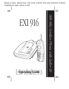 Manual Uniden EXI 916 Wireless Phone