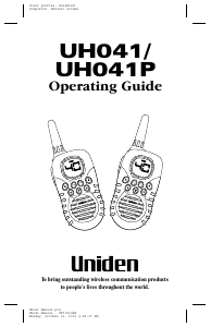 Handleiding Uniden UH041P Walkie-talkie
