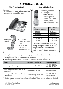 Manual Uniden D1788 Phone