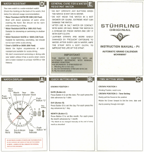 Manual Stührling P1 Movement