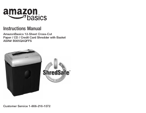 Manual AmazonBasics B005QAQFFS Paper Shredder