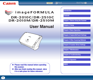 Manual Canon DR-2010M imageFORMULA Scanner