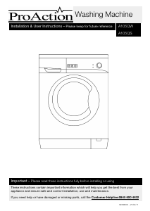 Handleiding ProAction A105QS Wasmachine