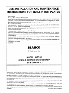 Manual Blanco BCG95 Hob