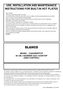 Handleiding Blanco CG604WXFFCP Kookplaat