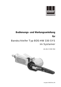 Bedienungsanleitung Schneider BDS-HW 330 SYS Bandschleifer