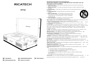 Bedienungsanleitung Ricatech RTT33 Plattenspieler