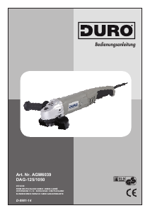 Bedienungsanleitung DURO AGM6039 DAG-125/1050 Winkelschleifer