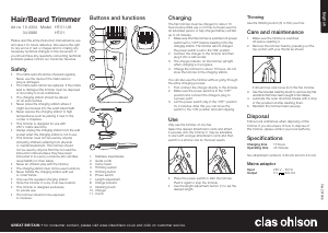 Bruksanvisning Clas Ohlson HT-01 Skjeggtrimmer