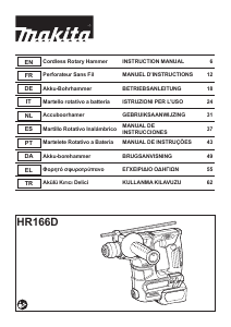 Manual Makita HR166D Martelo perfurador