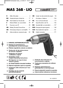 Mode d’emploi Meister MAS 36B LIO Visseuse