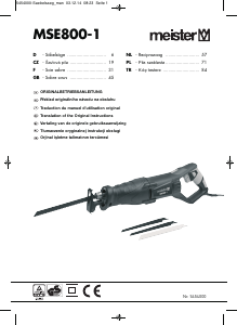 Handleiding Meister MSE800-1 Reciprozaag