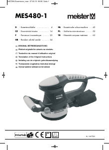 Handleiding Meister MES480-1 Vlakschuurmachine