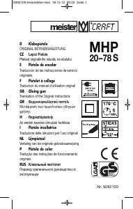 Manuál Meister MHP 20–78 S Lepící pistole