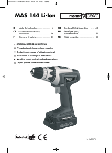 Mode d’emploi Meister MAS 144 Li-Ion Perceuse visseuse