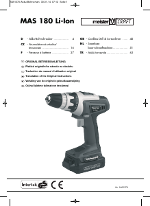 Mode d’emploi Meister MAS 180 Li-Ion Perceuse visseuse