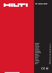 Brugsanvisning Hilti TE 1500-AVR Nedbrydningshammer