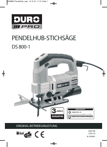 Bedienungsanleitung DURO DS 800-1 Stichsäge