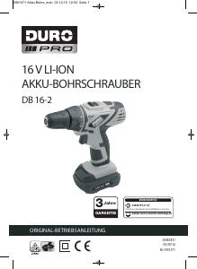 Bedienungsanleitung DURO DB 16-2 Bohrschrauber
