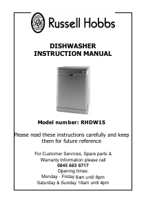 Manual Russell Hobbs RHDW1S Dishwasher