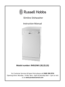 Manual Russell Hobbs RHSLDW1B Dishwasher