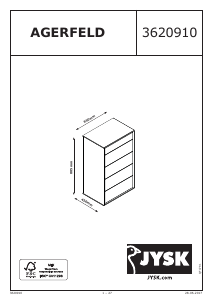 Hướng dẫn sử dụng JYSK Agerfeld (65x111x45) Tủ ngăn kéo