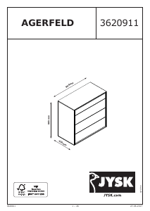 Hướng dẫn sử dụng JYSK Agerfeld (90x89x45) Tủ ngăn kéo