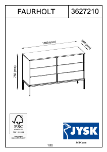 Hướng dẫn sử dụng JYSK Faurholt (116x75x39) Tủ ngăn kéo