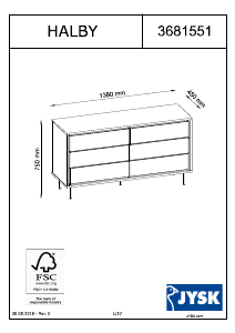 Hướng dẫn sử dụng JYSK Halby (138x75x45) Tủ ngăn kéo