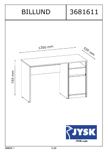 Käyttöohje JYSK Billund (53x120x75) Työpöytä