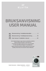 Bruksanvisning Elvita CTT3801V Tørketrommel