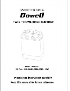 Manual Dowell WMT-550 Washing Machine