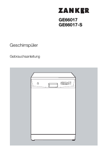 Bedienungsanleitung Zanker GE66017 Geschirrspüler