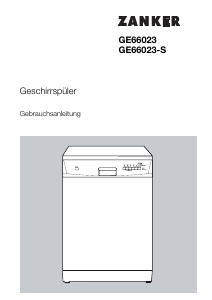 Bedienungsanleitung Zanker GE66023 Geschirrspüler