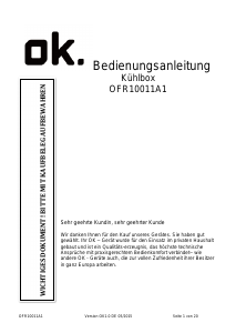 Bedienungsanleitung OK OFR 10011 A1 Kühlbox