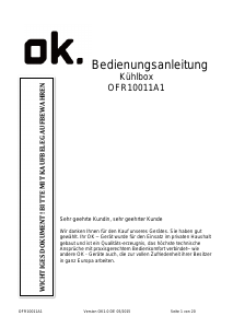 Bruksanvisning OK OFR 10011 A1 Kylbox
