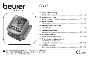 Manual de uso Beurer BC 16 Tensiómetro