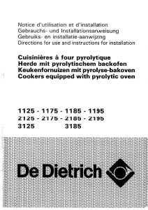 Mode d’emploi De Dietrich 1175 Cuisinière