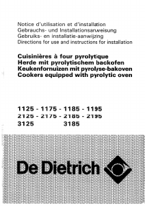 Mode d’emploi De Dietrich 2185 Cuisinière