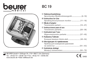 Kullanım kılavuzu Beurer BC 19 Tansiyon aleti