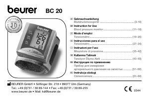 Manuale Beurer BC 20 Misuratore di pressione