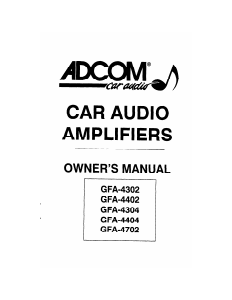 Manual Adcom GFA-4302 Car Amplifier