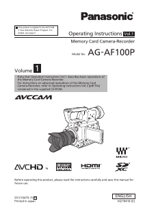 Manual Panasonic AG-AF100P Camcorder