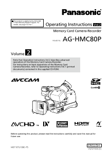 Handleiding Panasonic AG-HMC80P Camcorder