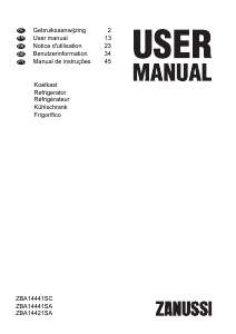 Handleiding Zanussi ZBA14441SA Koelkast