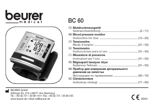 Manual de uso Beurer BC 60 Tensiómetro