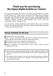 Manual Sigma SD10 Digital Camera
