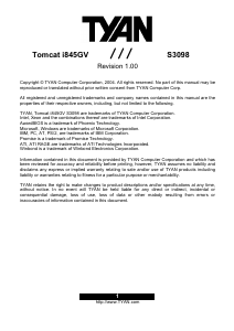 Manual Tyan S3098 Motherboard