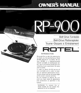 Handleiding Rotel RP900 Platenspeler