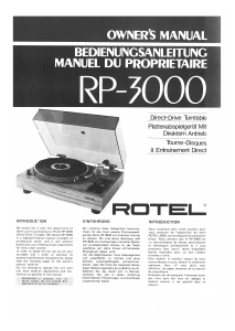 Manual Rotel RP3000 Turntable